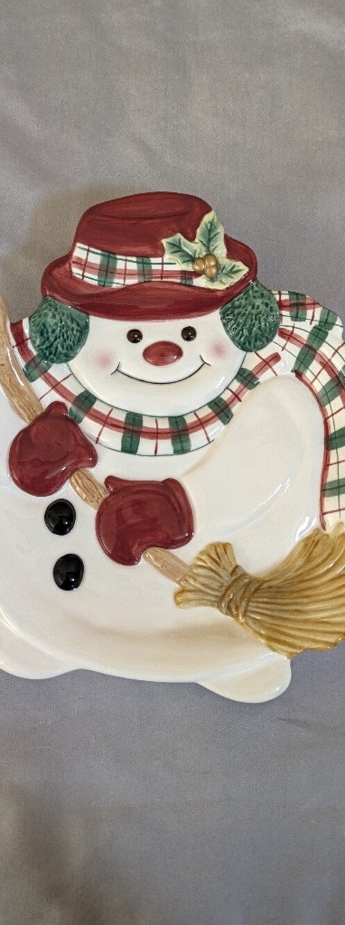 Fitz and Floyd Snowman Canape Platter Winter Holiday